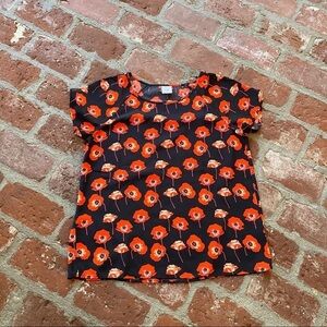 CAbi Black and Red Floral Blouse